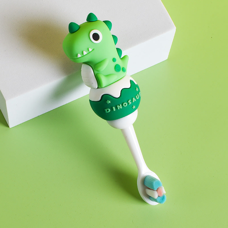 Small Dinosaure-Cute 3D Cartoon Animal Toothbrush for Kids - Extra Soft Bristles - Gentle Oral Care for Toddlers Aged 1-7 - Light Green image
