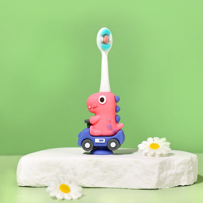 Dino-Cute 3D Cartoon Animal Toothbrush for Kids - Extra Soft Bristles - Gentle Oral Care for Toddlers Aged 1-7 - Pink image