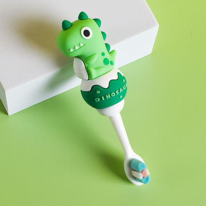 Small Dinosaure-Cute 3D Cartoon Animal Toothbrush for Kids - Extra Soft Bristles - Gentle Oral Care for Toddlers Aged 1-7 - Light Green image