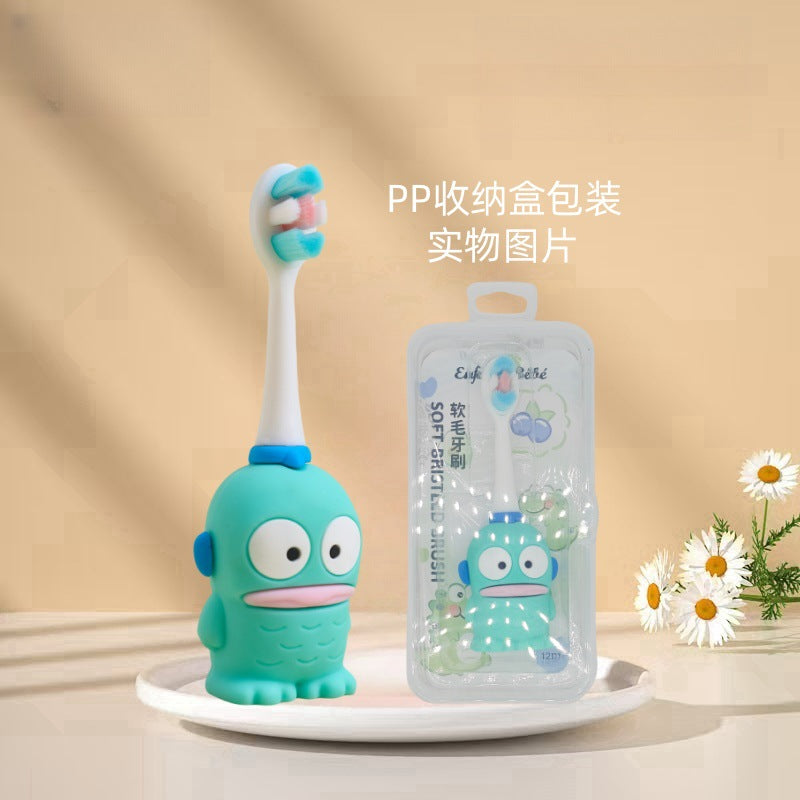 Ninja-Cute 3D Cartoon Animal Toothbrush for Kids - Extra Soft Bristles - Gentle Oral Care for Toddlers Aged 1-7 - Green image