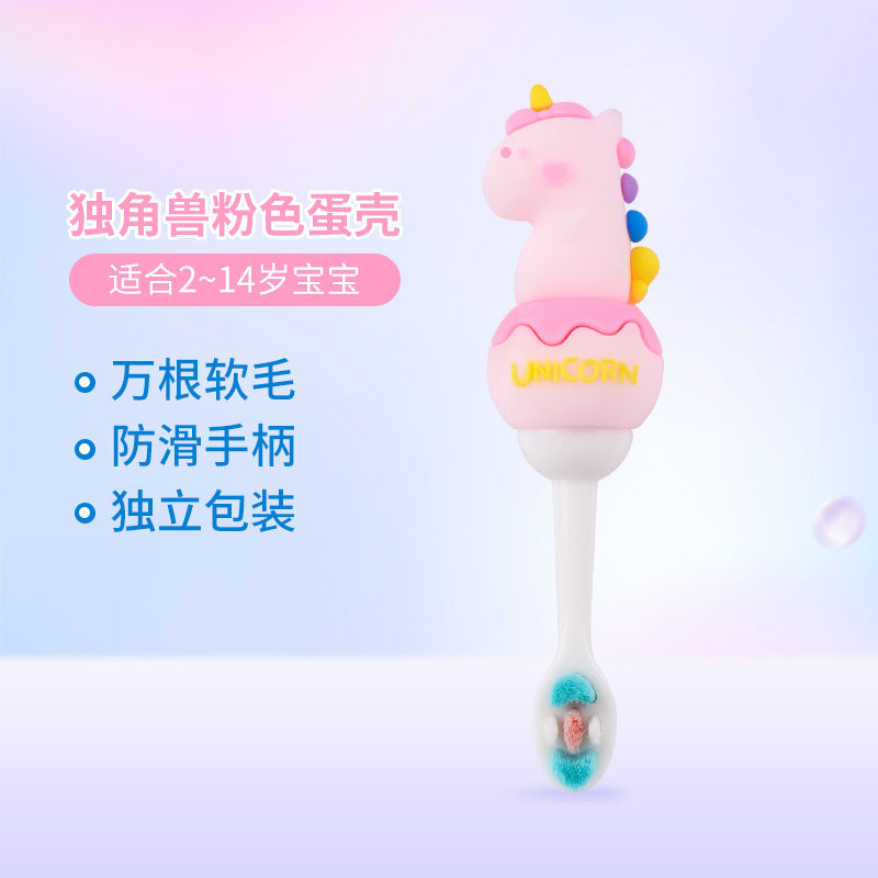 Unicorn-Cute 3D Cartoon Animal Toothbrush for Kids - Extra Soft Bristles - Gentle Oral Care for Toddlers Aged 1-7 - Pink image