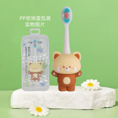 Panda - Cute 3D Cartoon Animal Toothbrush for Kids - Extra Soft Bristles - Gentle Oral Care for Toddlers Aged 1-7 - Blow Light Yellow image