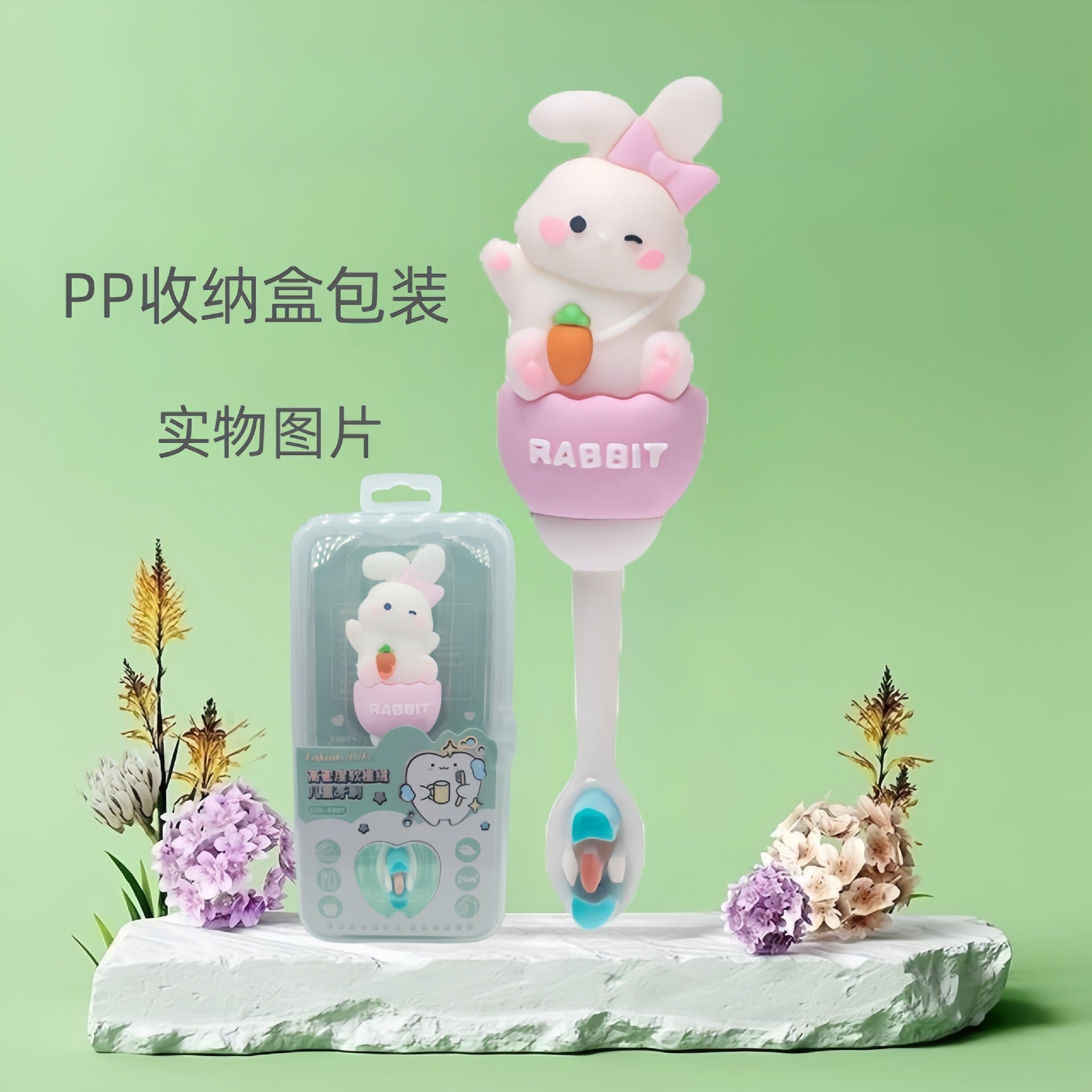 Rabbit-Cute 3D Cartoon Animal Toothbrush for Kids - Extra Soft Bristles - Gentle Oral Care for Toddlers Aged 1-7 - Rabbit with Carrot image