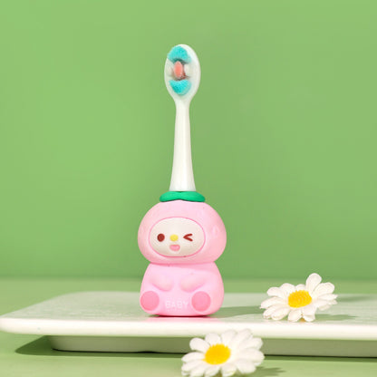 Bear – Cute 3D Cartoon Animal Toothbrush for Kids – Extra Soft Bristles – Gentle Oral Care for Toddlers Aged 1-7 - Pink image