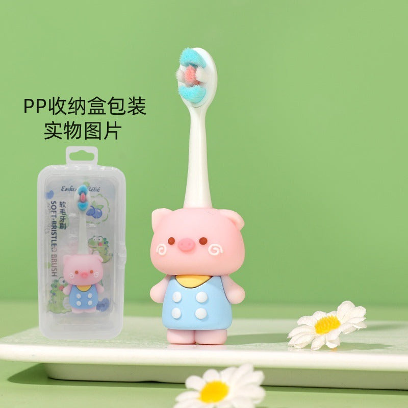 Frog-Cute 3D Cartoon Animal Toothbrush for Kids - Extra Soft Bristles - Gentle Oral Care for Toddlers Aged 1-7 - Pink image