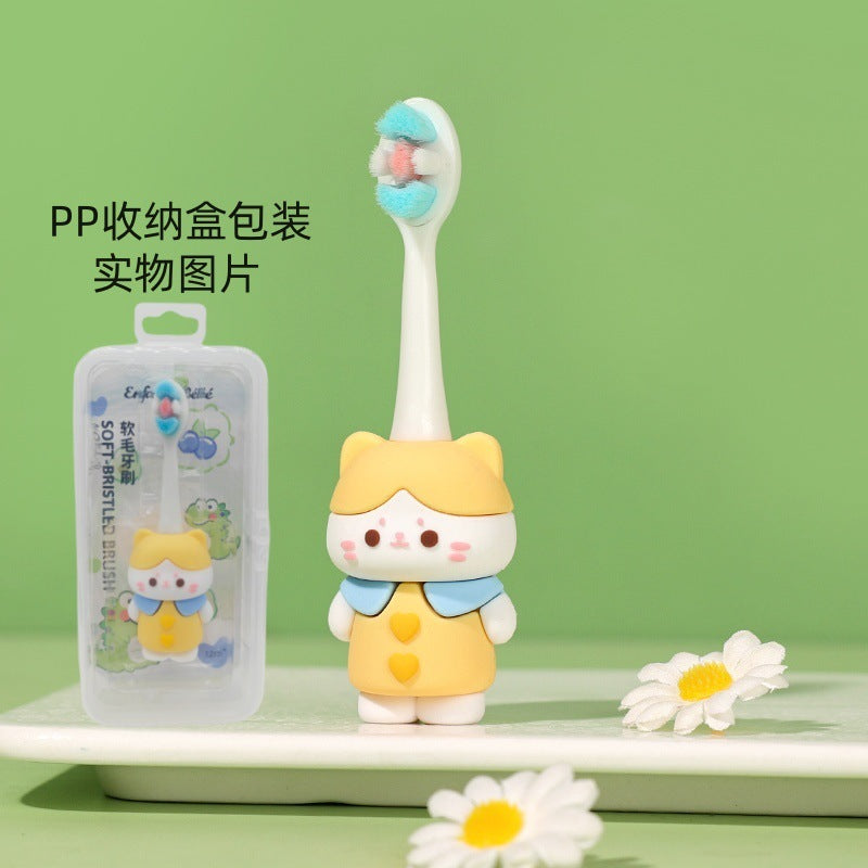 Frog-Cute 3D Cartoon Animal Toothbrush for Kids - Extra Soft Bristles - Gentle Oral Care for Toddlers Aged 1-7 - Yellow image