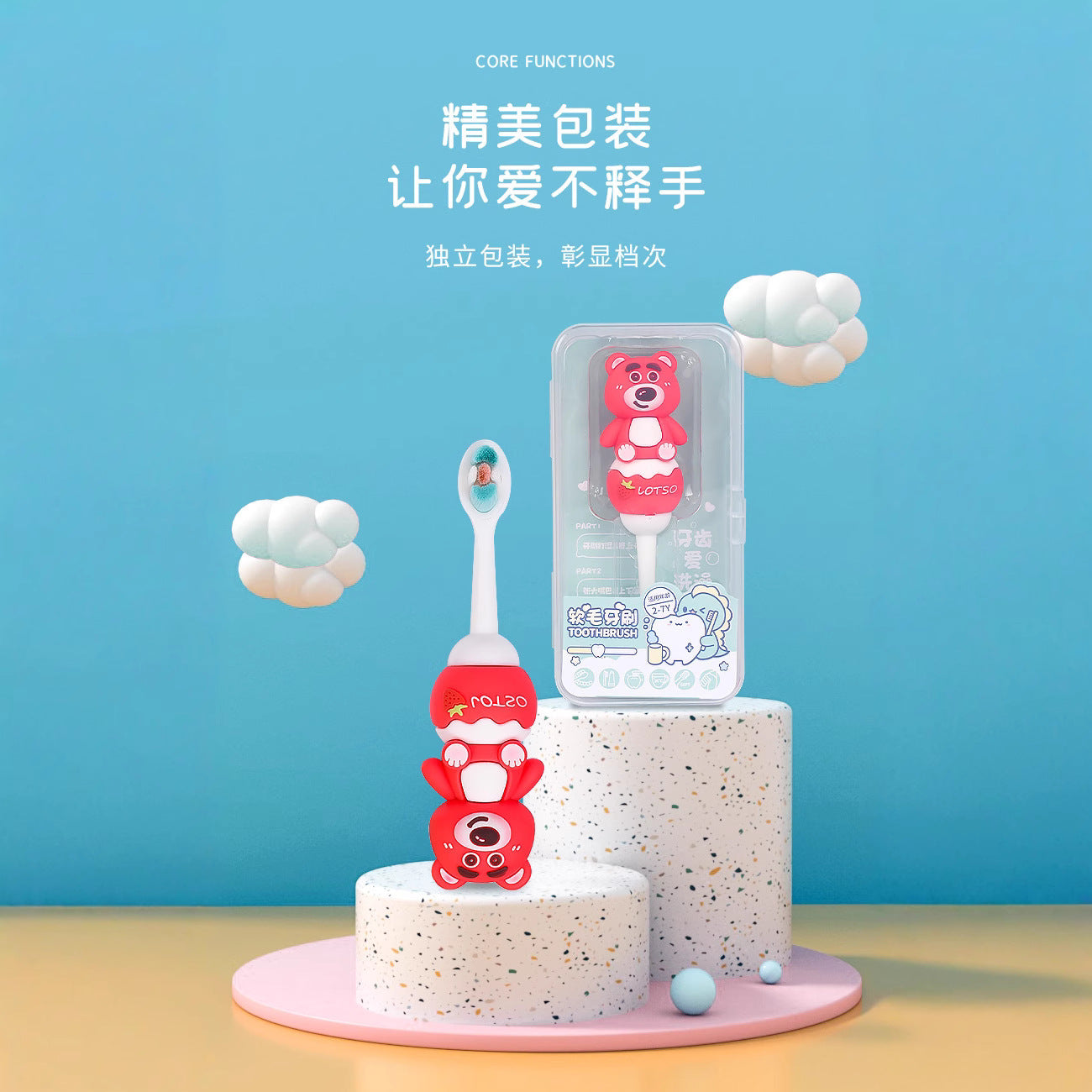 RedBear-Cute 3D Cartoon Animal Toothbrush for Kids - Extra Soft Bristles - Gentle Oral Care for Toddlers Aged 1-7 image 4