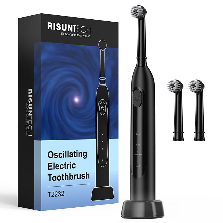 Electric Toothbrush Bristle Rotating Swinging Design with Wireless charging Dock