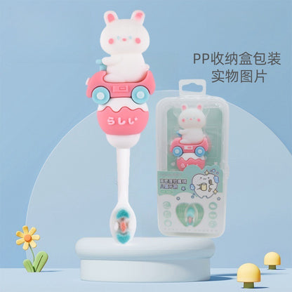 Cat-Cute 3D Cartoon Animal Toothbrush for Kids - Extra Soft Bristles - Gentle Oral Care for Toddlers Aged 1-7 - White image