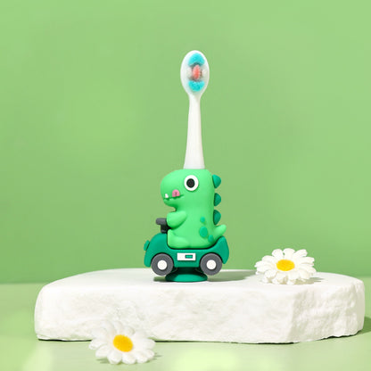 Dino-Cute 3D Cartoon Animal Toothbrush for Kids - Extra Soft Bristles - Gentle Oral Care for Toddlers Aged 1-7 - Light Green image