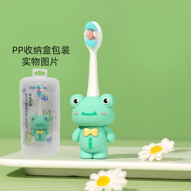 Frog-Cute 3D Cartoon Animal Toothbrush for Kids - Extra Soft Bristles - Gentle Oral Care for Toddlers Aged 1-7 image 1
