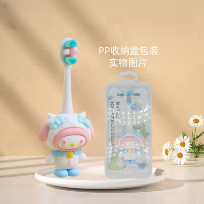 Ninja-Cute 3D Cartoon Animal Toothbrush for Kids - Extra Soft Bristles - Gentle Oral Care for Toddlers Aged 1-7 - Light Blue image