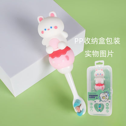 PandaCat-Cute 3D Cartoon Animal Toothbrush for Kids - Extra Soft Bristles - Gentle Oral Care for Toddlers Aged 1-7 - Pink Pink image