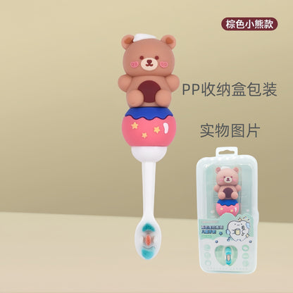 SmallBear-Cute 3D Cartoon Animal Toothbrush for Kids - Extra Soft Bristles - Gentle Oral Care for Toddlers Aged 1-7 image 5