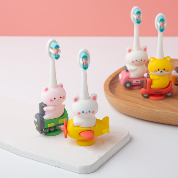 Kitty-Cute 3D Cartoon Animal Toothbrush for Kids - Extra Soft Bristles - Gentle Oral Care for Toddlers Aged 1-7