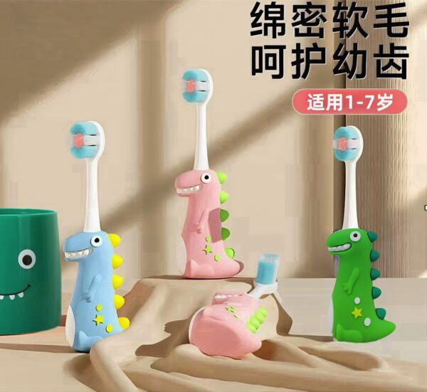 Dinosaur-Cute 3D Cartoon Animal Toothbrush for Kids - Extra Soft Bristles - Gentle Oral Care for Toddlers Aged 1-7